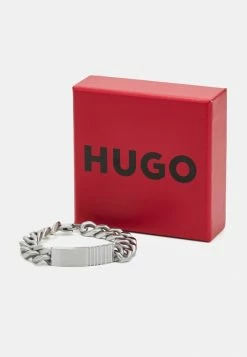 HUGO LOGO BRACELET UNISEX - Bracelet - Silver-coloured -Pas Cher Hugo Boutique 45677d7afedd486c9cd9db134ce07855