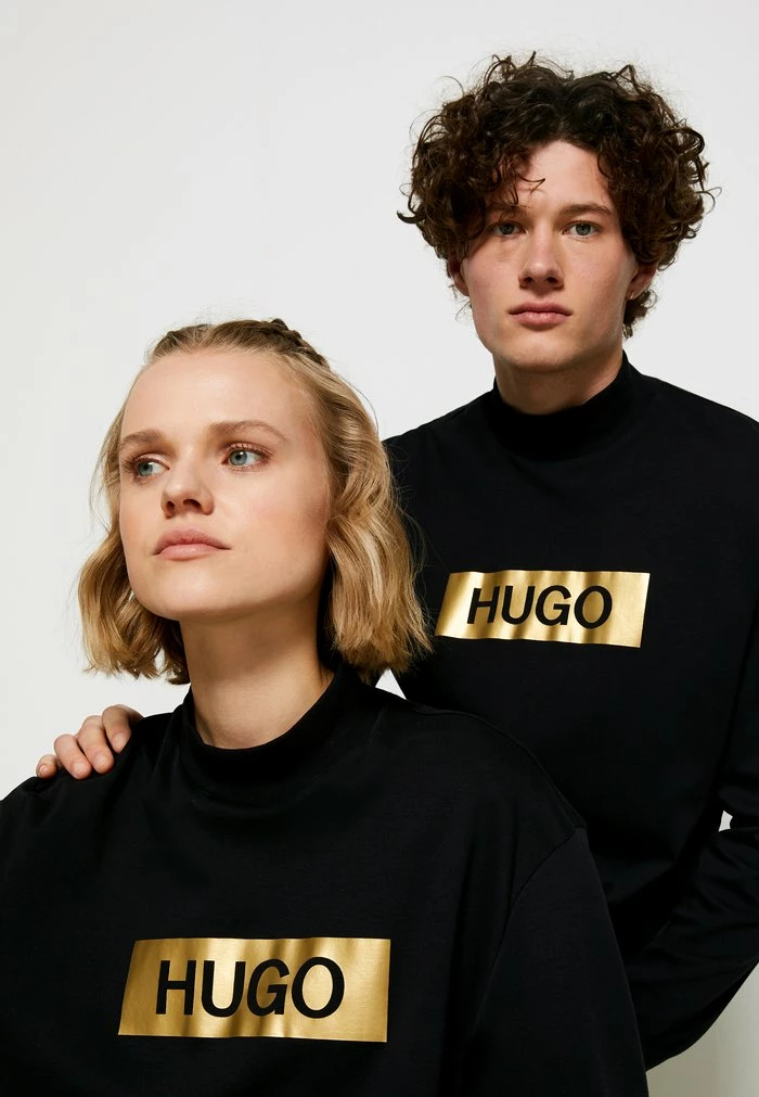 HUGO DISAMU METALLIC UNISEX - T-shirt à Manches Longues - Black/gold 6 HUGO DISAMU METALLIC UNISEX - T-shirt à Manches Longues - Black/gold – Image 6