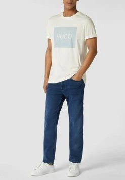 HUGO MIT BRAND-PRINT MODELL 'DOLIVE' - T-shirt Imprimé - Ecru -Pas Cher Hugo Boutique e125d6978bc043739bd5529d105cb210