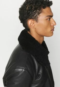 HUGO LYAN - Veste En Cuir - Black -Pas Cher Hugo Boutique fa1b7b1632fa495cad2cadb05be7ae75